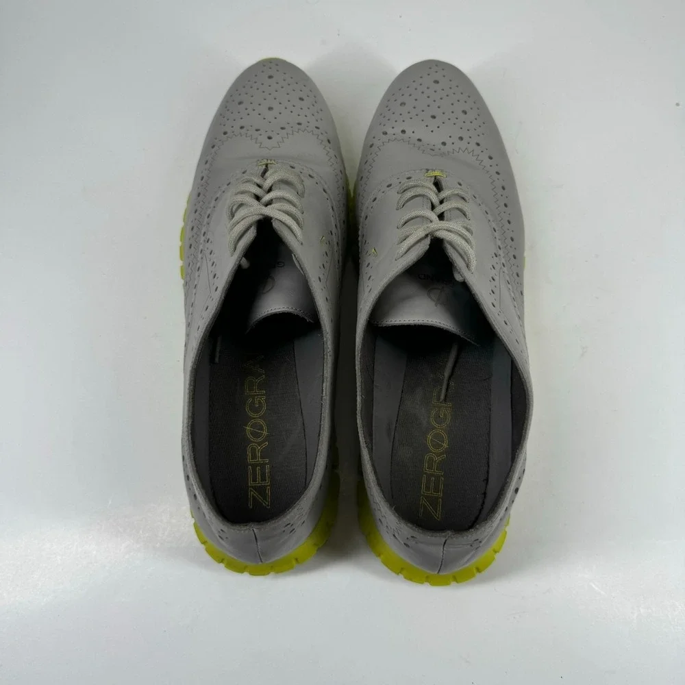 Cole Haan ZEROGRAND Women's 10.5B Grey/Neon Leather Wingtip Oxford Shoes W02698
